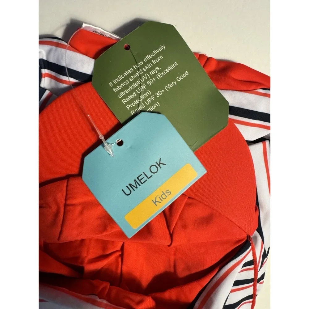 UMELok Baby Girls Rash Guard Swimsuit 12-18M UPF 50+ One Piece & Sun Hat NWT